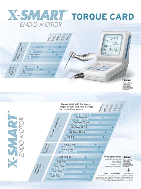 dentsply x smart torque card|X.